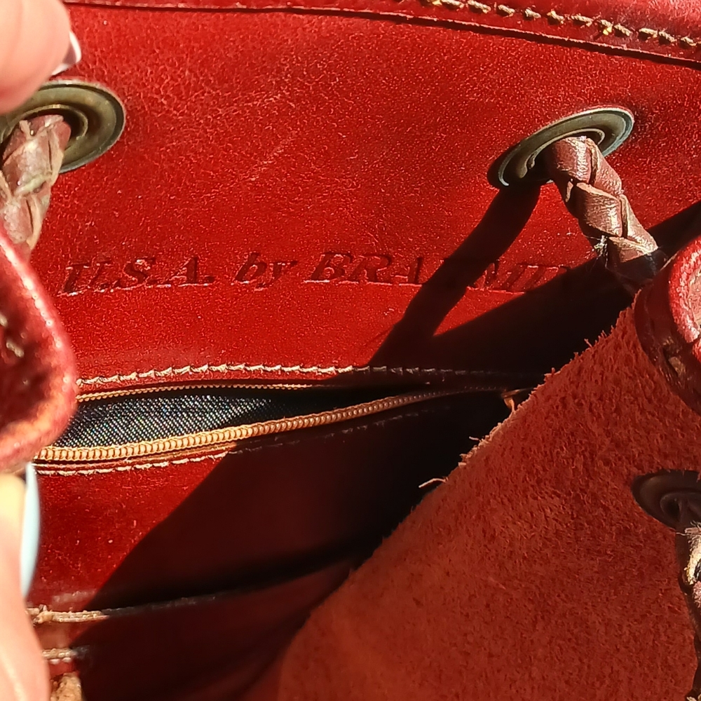 Brahmin Woven Leather Bucket Bag in Burgundy - Picture 8 of 14